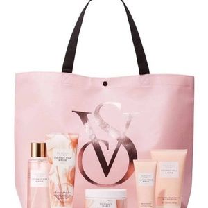 Victoria’s Secret Coconut Milk & Rose 5Pc Full Size Hand and Body Ritual W/ Tote